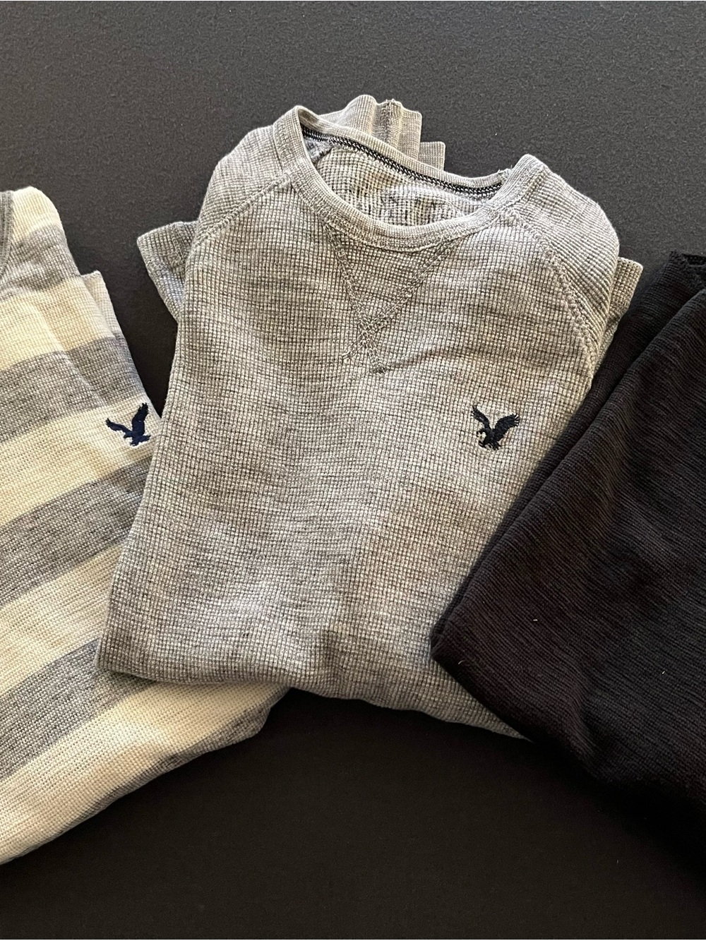 American Eagle Outfitters Gray Waffle-Knit Crewneck Sweater